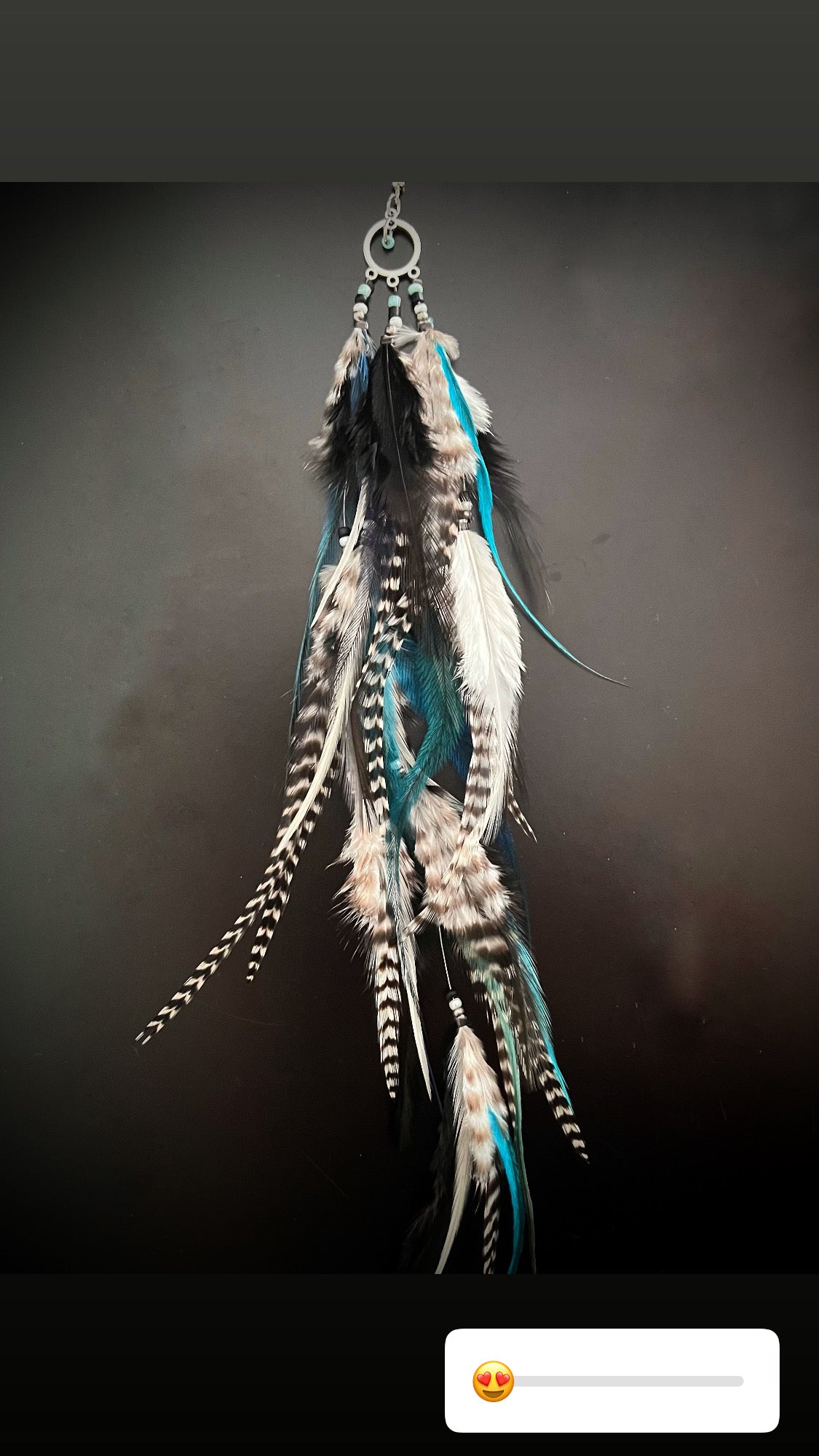 XXXL Single Feather Earring BlueBlack